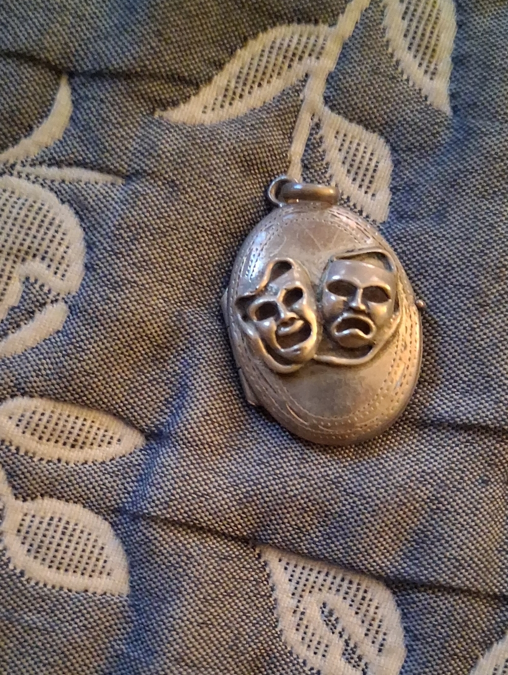 Sterling Silvrr Theatrical Drama Mask Locket Pendant